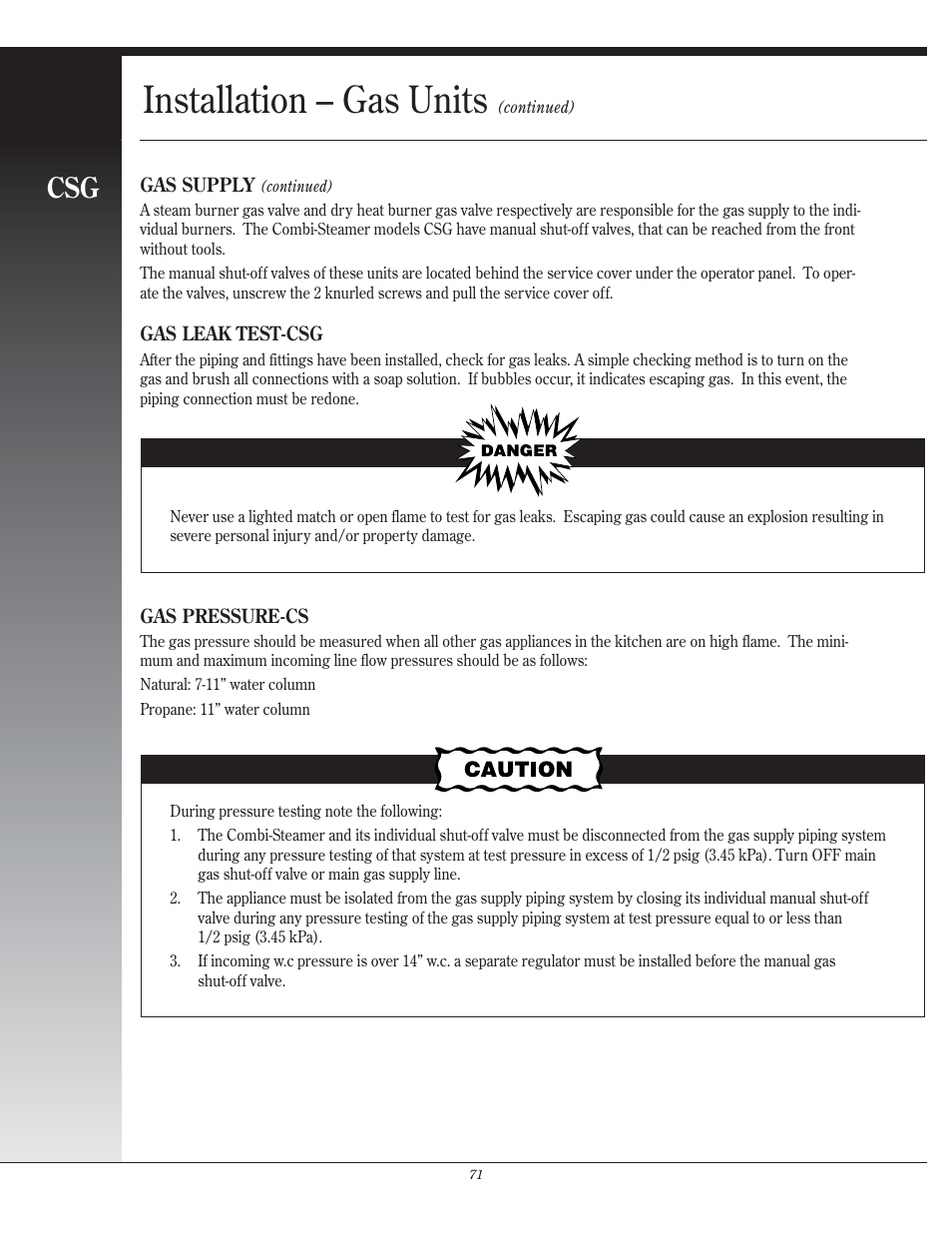 Installation – gas units | Henny Penny CSG User Manual | Page 72 / 94