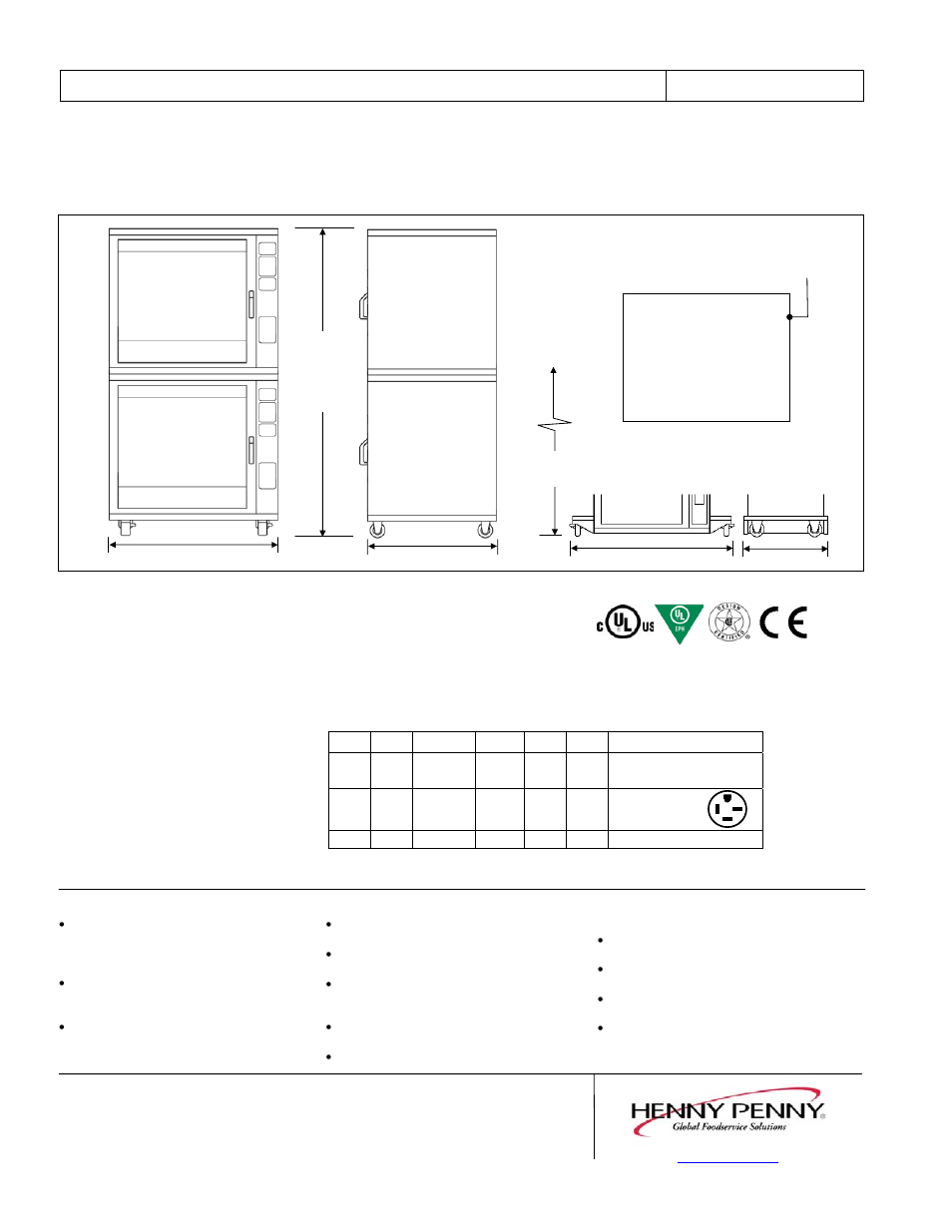 Rotisserie, Stacked electric, Scr-16 | Henny Penny SCR-16 16-spit User Manual | Page 2 / 2