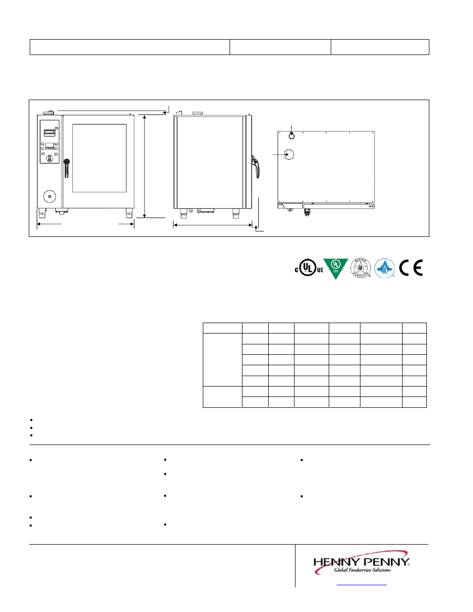 Classic combi, Combi oven, Electric or gas | Ecc-120, Gcc-120 | Henny Penny GCC-120 User Manual | Page 2 / 2