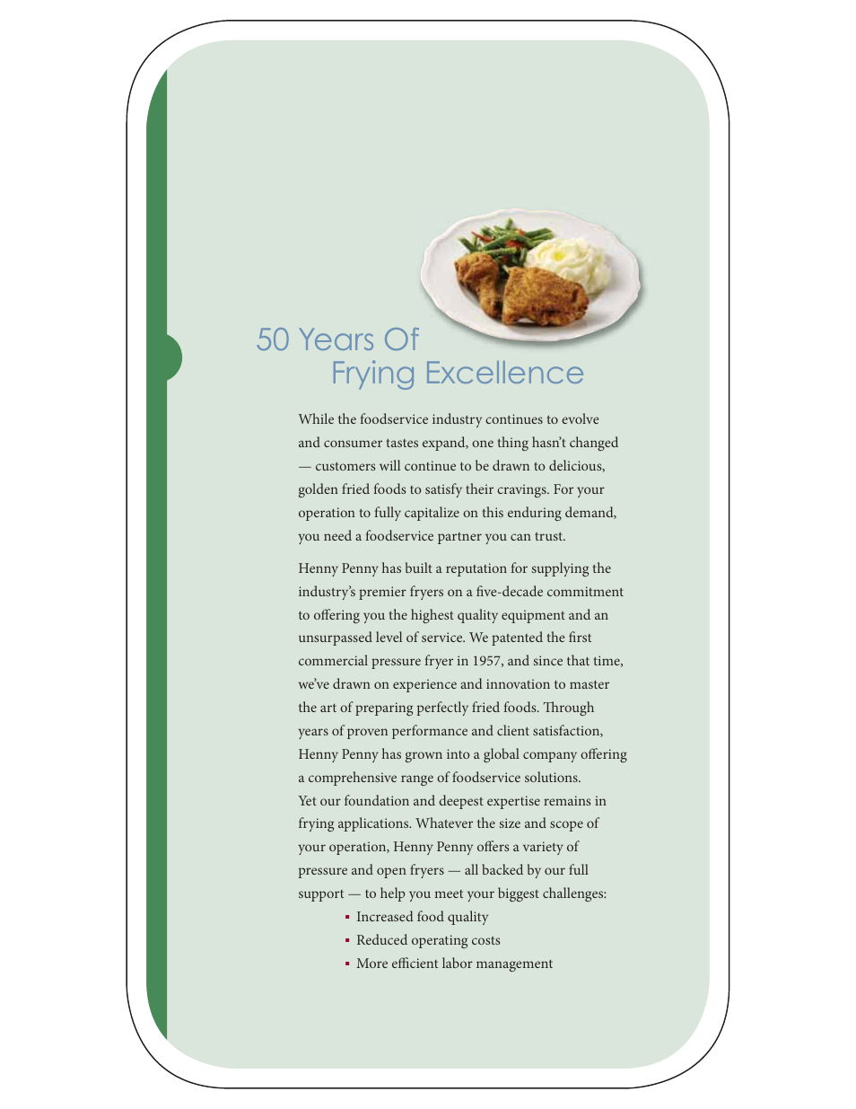 50 years of frying excellence | Henny Penny FM03-681 User Manual | Page 2 / 12