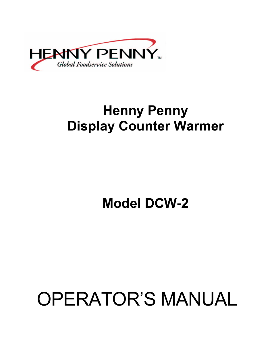 Henny Penny DCW-2 User Manual | 18 pages