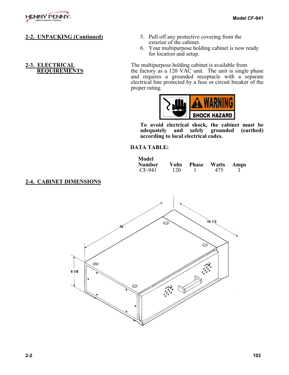 Henny Penny CF-941 User Manual | Page 10 / 19