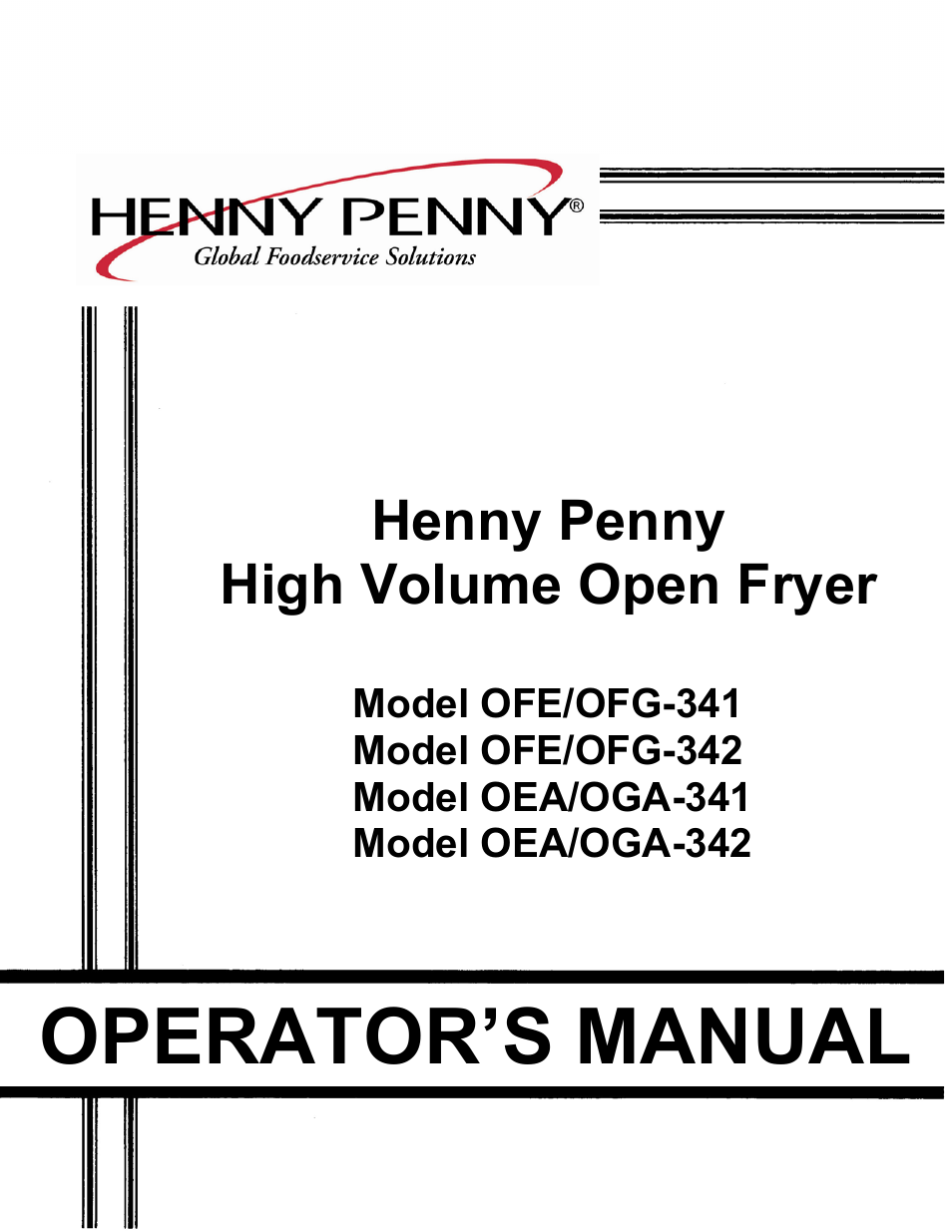 Henny Penny OFE/OFG-341 User Manual | 1 page
