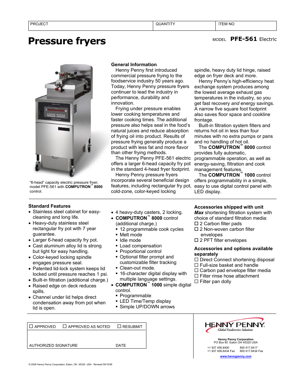 Henny Penny PFE-561 User Manual | 2 pages