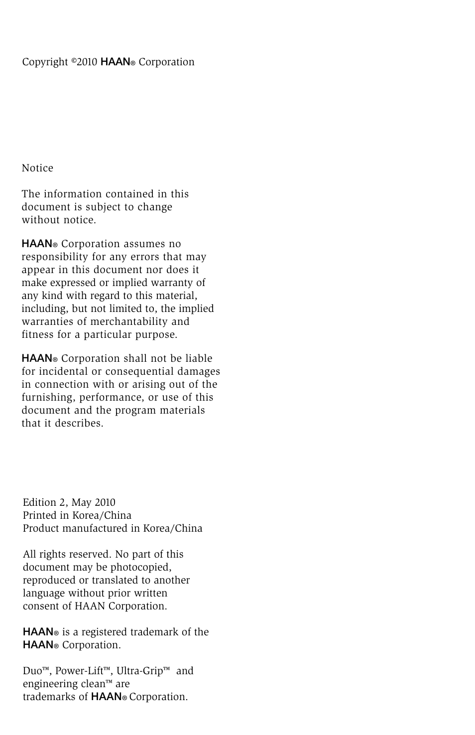 Haan HD-50 User Manual | Page 2 / 33