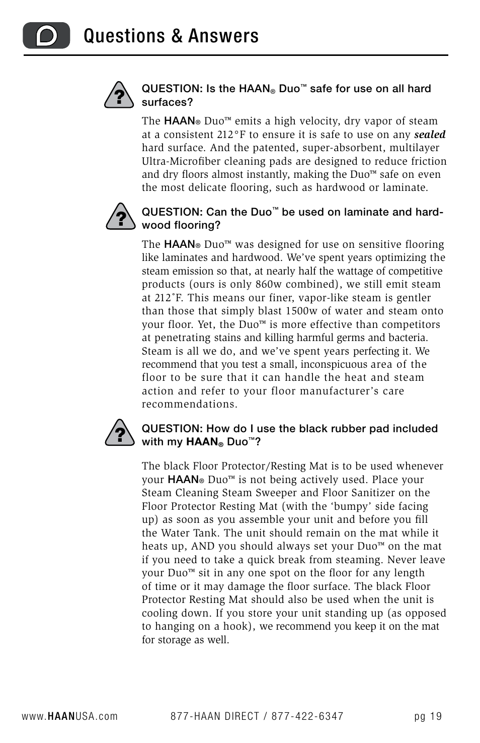 Questions & answers | Haan HD-50 User Manual | Page 22 / 33