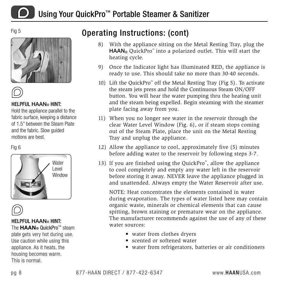 Using your quickpro | Haan QUICKPRO TS-30 User Manual | Page 10 / 20