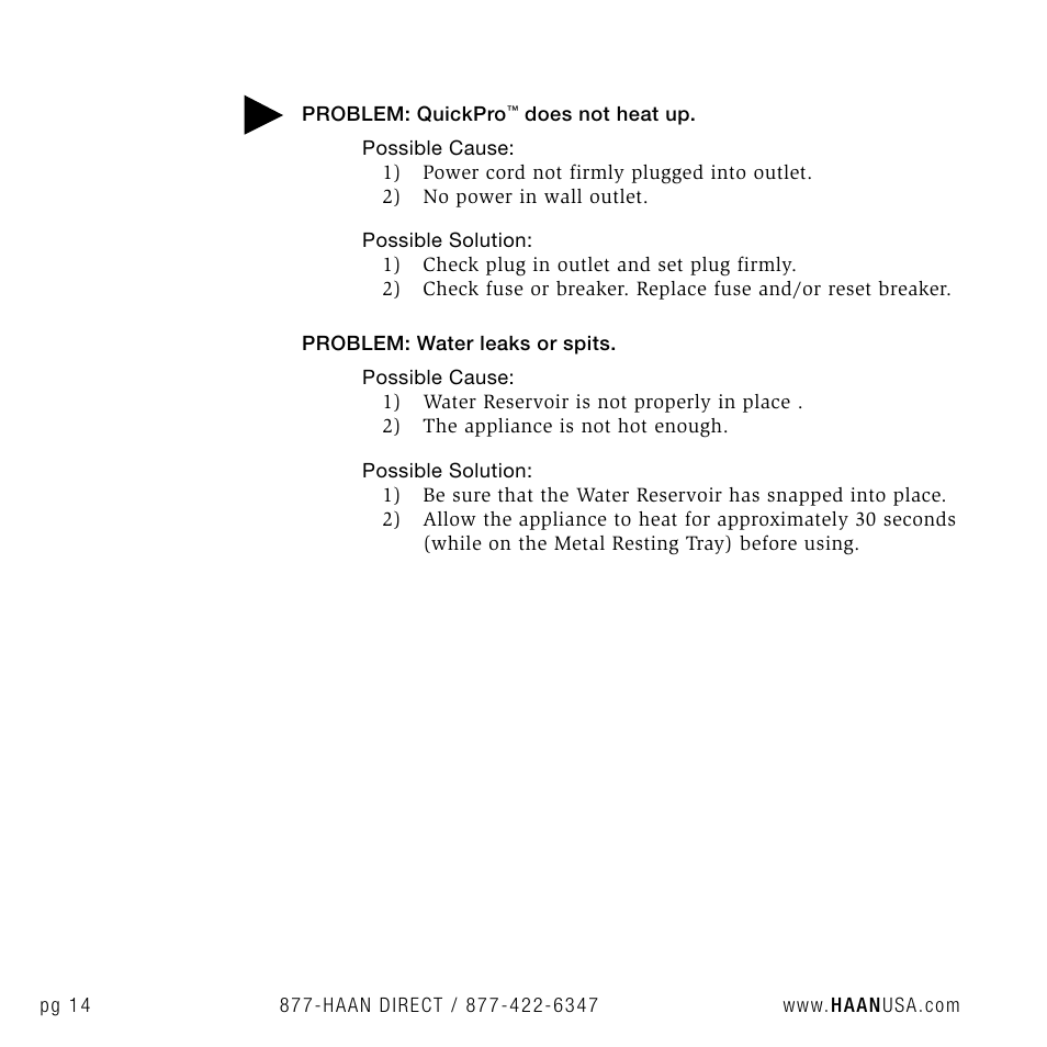 Haan QUICKPRO TS-30 User Manual | Page 16 / 20