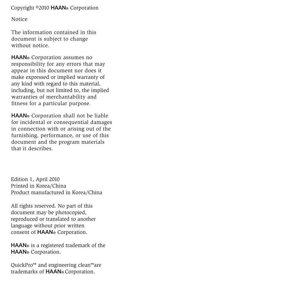Haan QUICKPRO TS-30 User Manual | Page 2 / 20