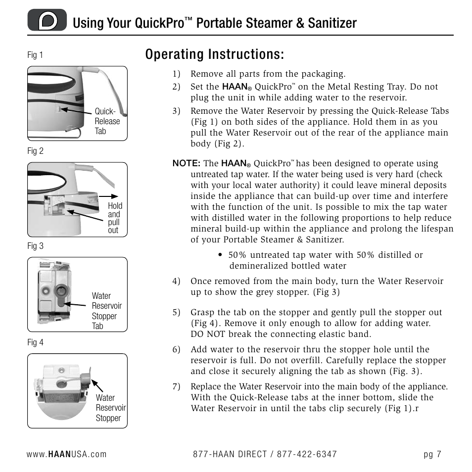 Using your quickpro | Haan QUICKPRO TS-30 User Manual | Page 9 / 20