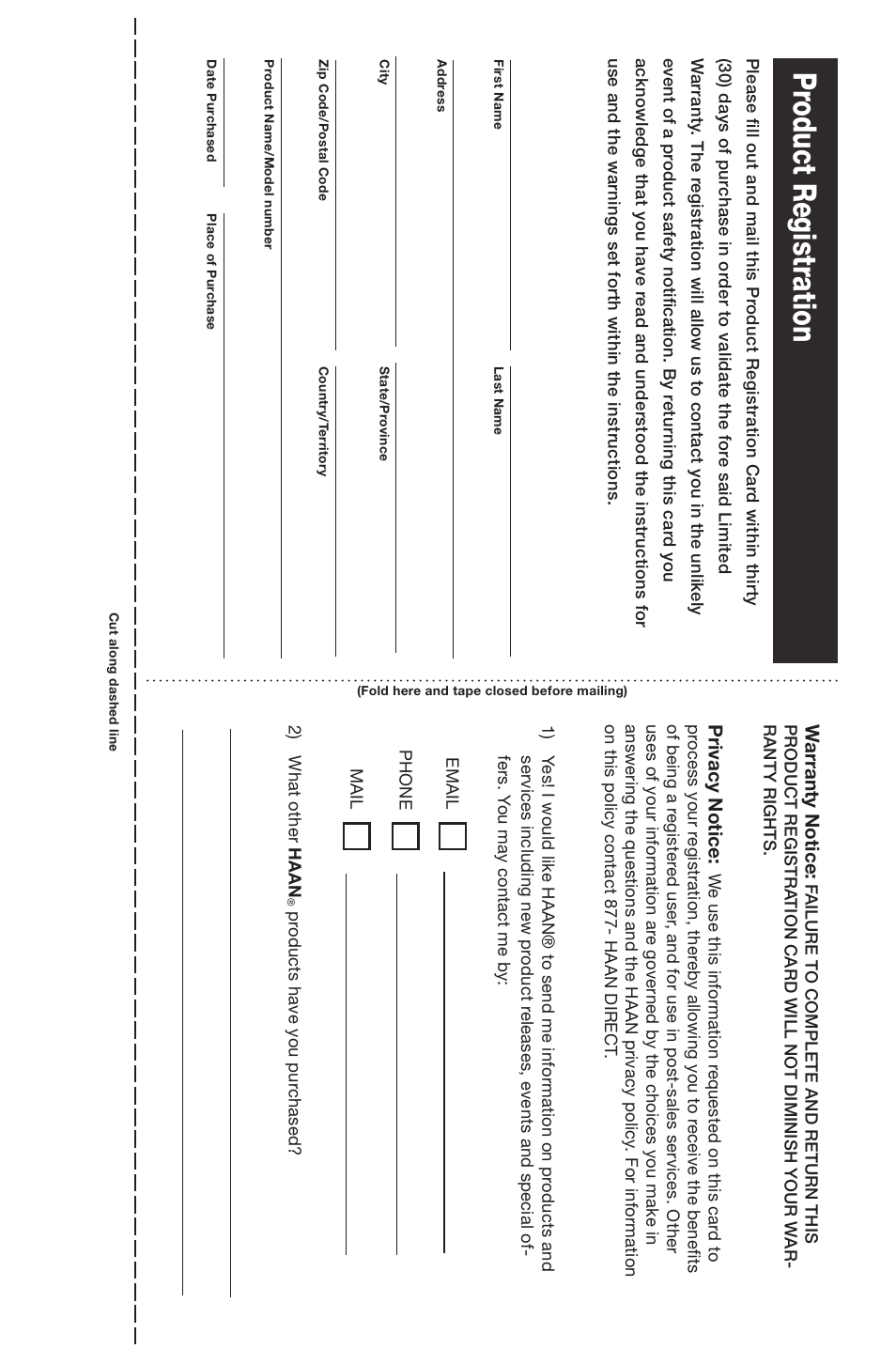 Pr oduct registration | Haan SI-75 User Manual | Page 18 / 19