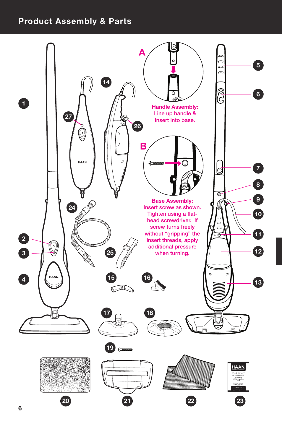 Product assembly & parts | Haan SI-75 User Manual | Page 8 / 19