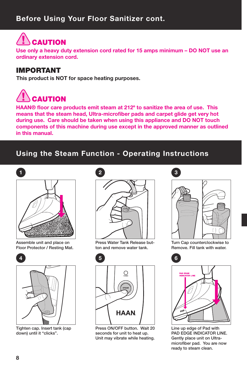Caution | Haan Total HD-60 User Manual | Page 10 / 19