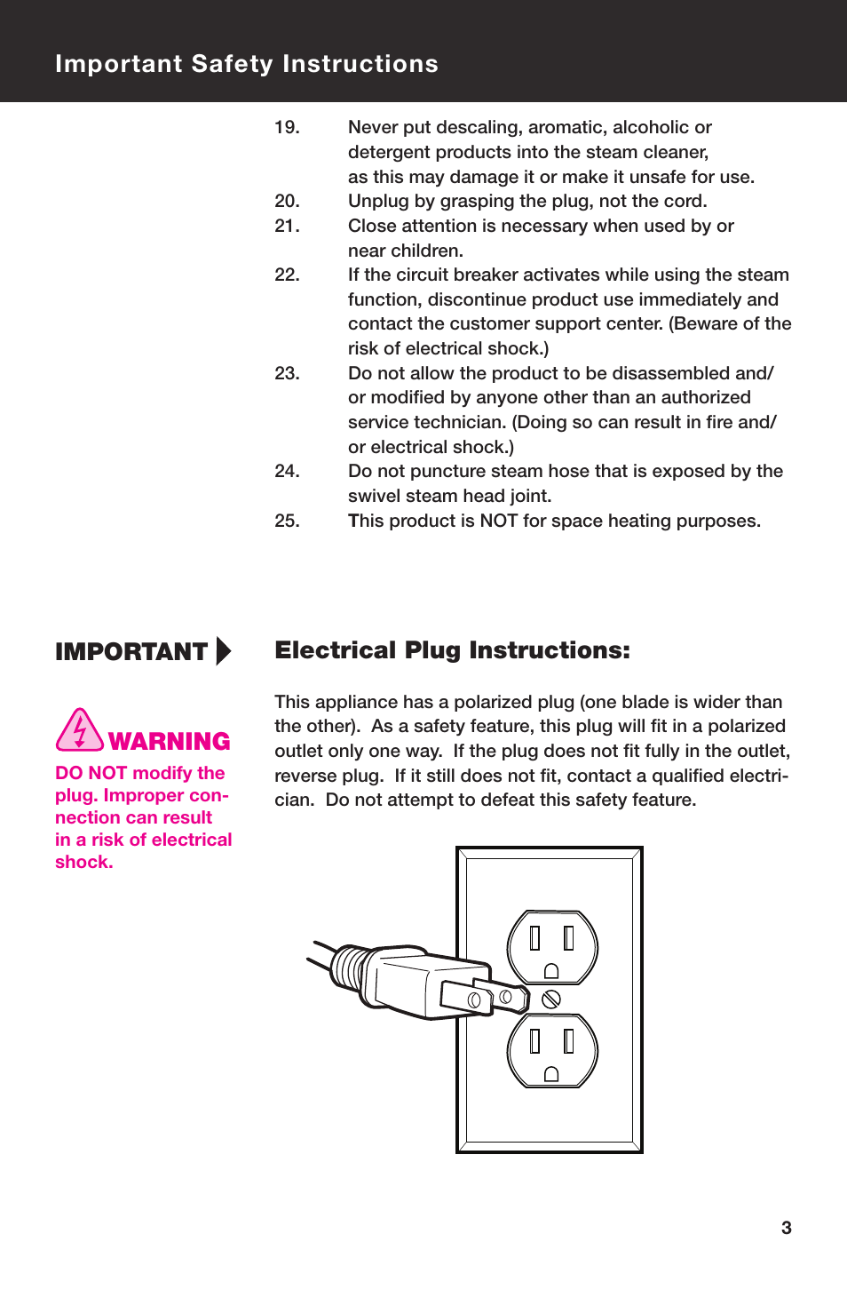 Important, Warning | Haan Total HD-60 User Manual | Page 5 / 19