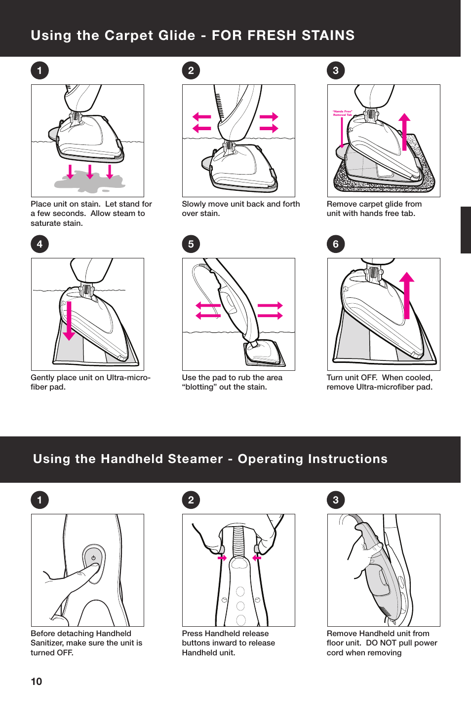 Using the carpet glide - for fresh stains | Haan MULTI SI-70 User Manual | Page 12 / 19