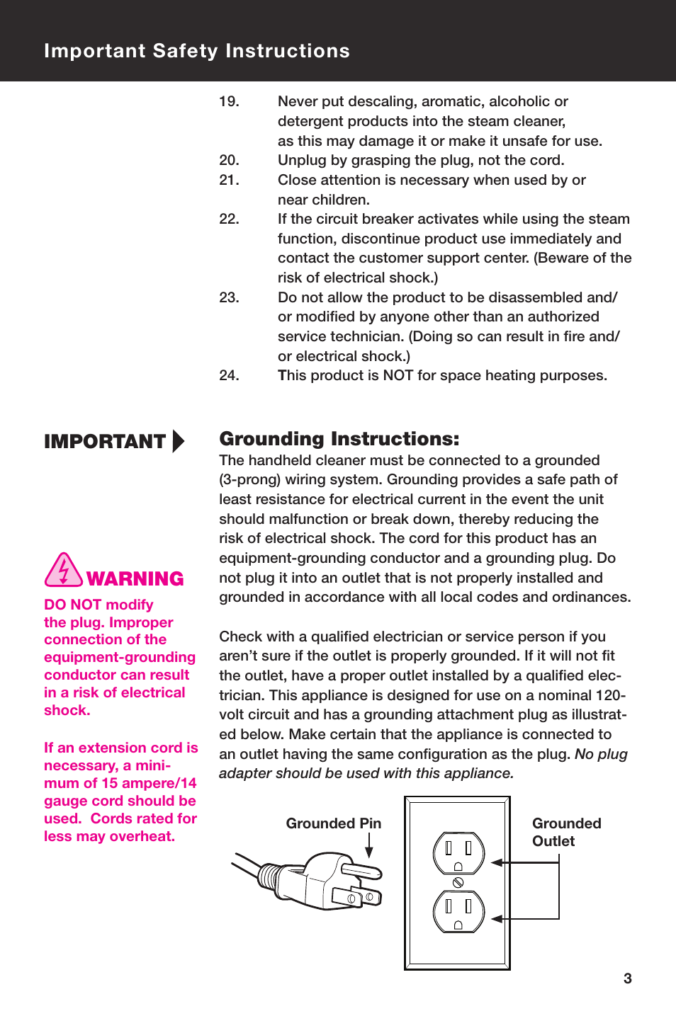 Important, Warning | Haan ALLPRO HS-20 User Manual | Page 5 / 16