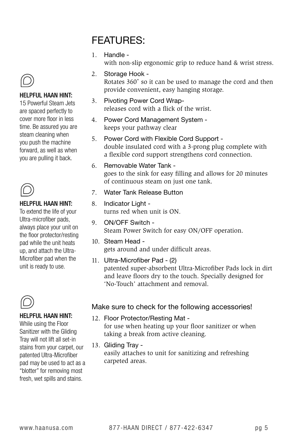 Features | Haan Floor Sanitizer SI-35 User Manual | Page 7 / 23