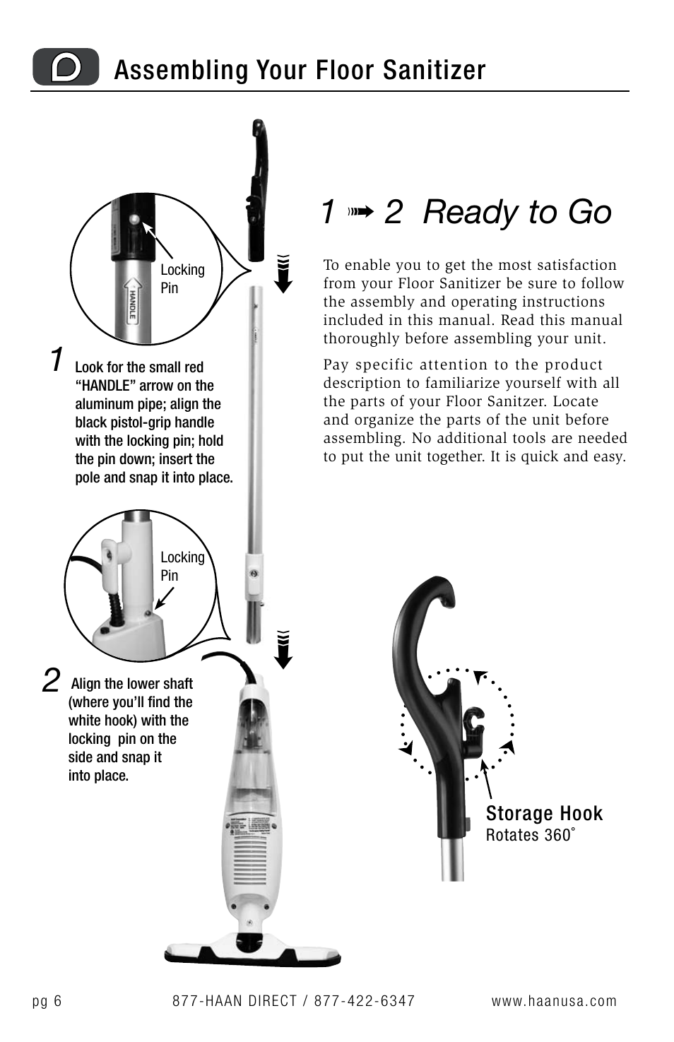 1➟ 2 ready to go, Assembling your floor sanitizer | Haan Floor Sanitizer SI-35 User Manual | Page 8 / 23