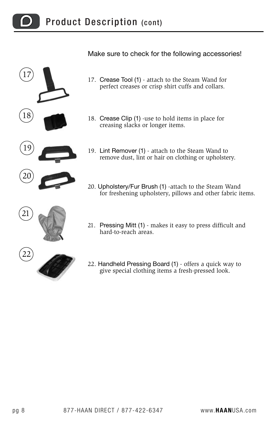 Product description, Cont) | Haan GS-30 User Manual | Page 10 / 30