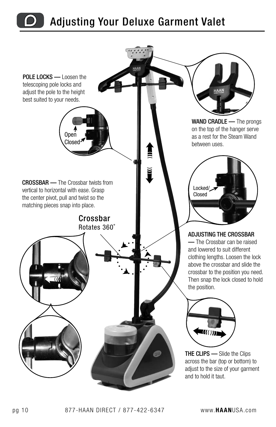 Adjusting your deluxe garment valet | Haan GS-30 User Manual | Page 12 / 30