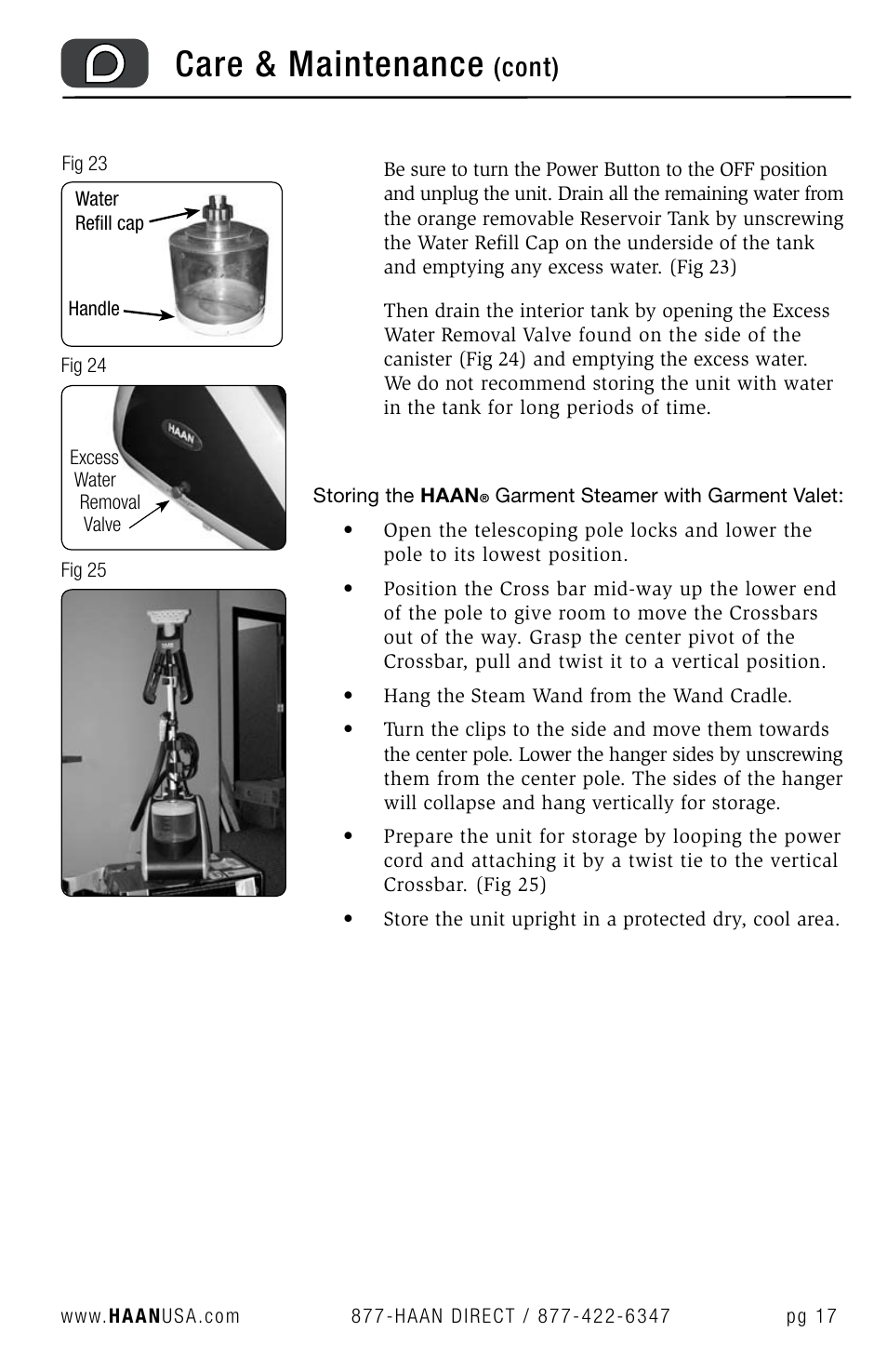 Care & maintenance, Cont) | Haan GS-30 User Manual | Page 19 / 30