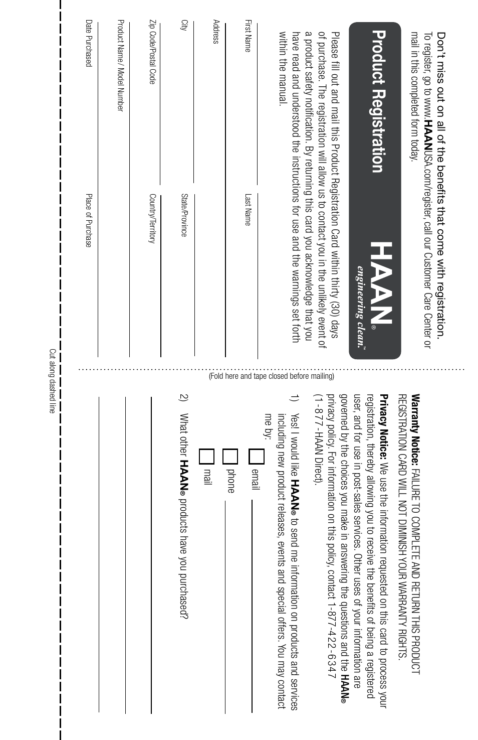 Pr oduct registration | Haan STEAM STATION GS-60 User Manual | Page 24 / 26