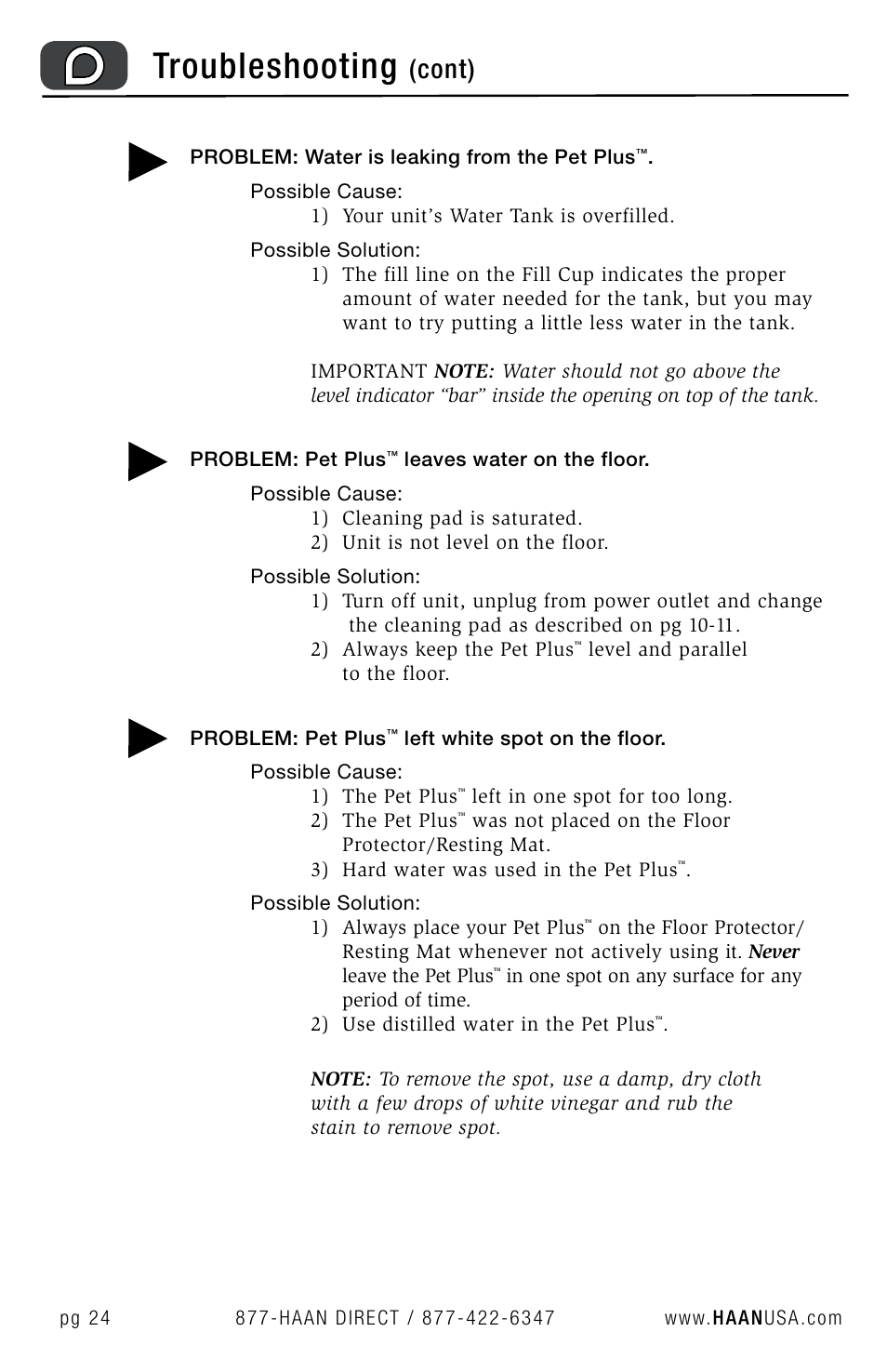 Troubleshooting, Cont) | Haan FS-30P+ User Manual | Page 26 / 31