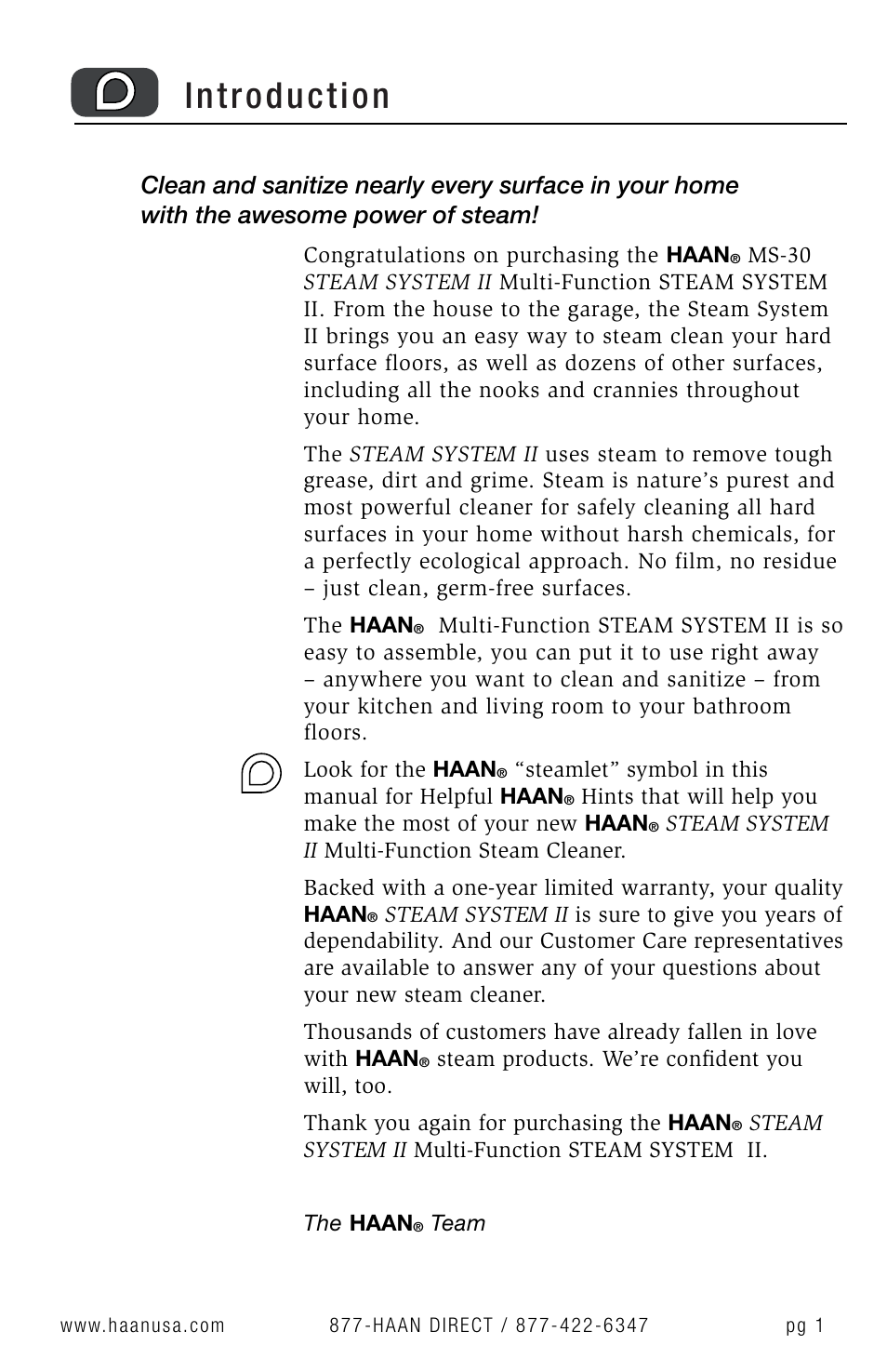 Introduction | Haan MS-30 User Manual | Page 3 / 38