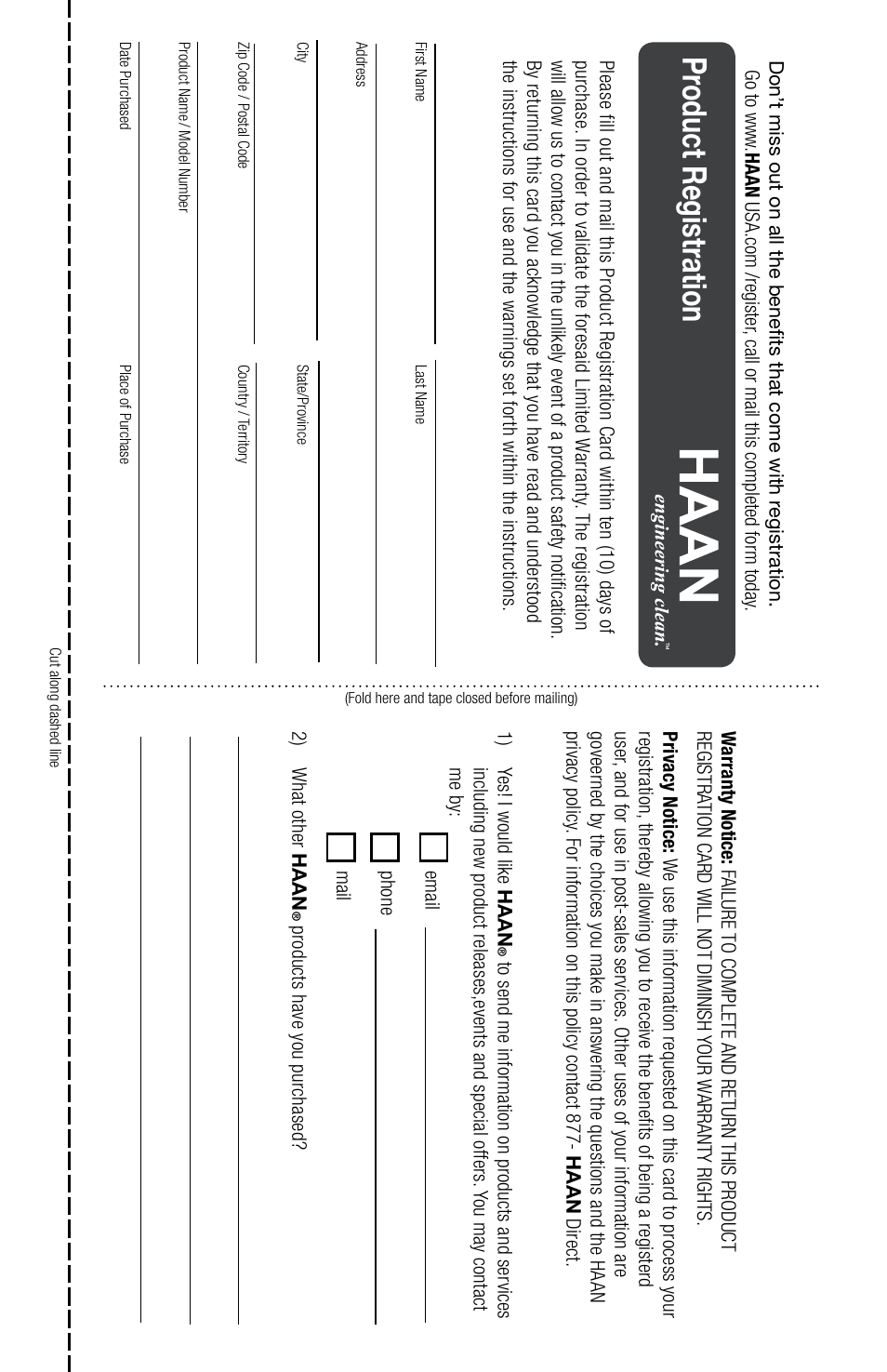 Pr oduct registration | Haan MS-30 User Manual | Page 36 / 38