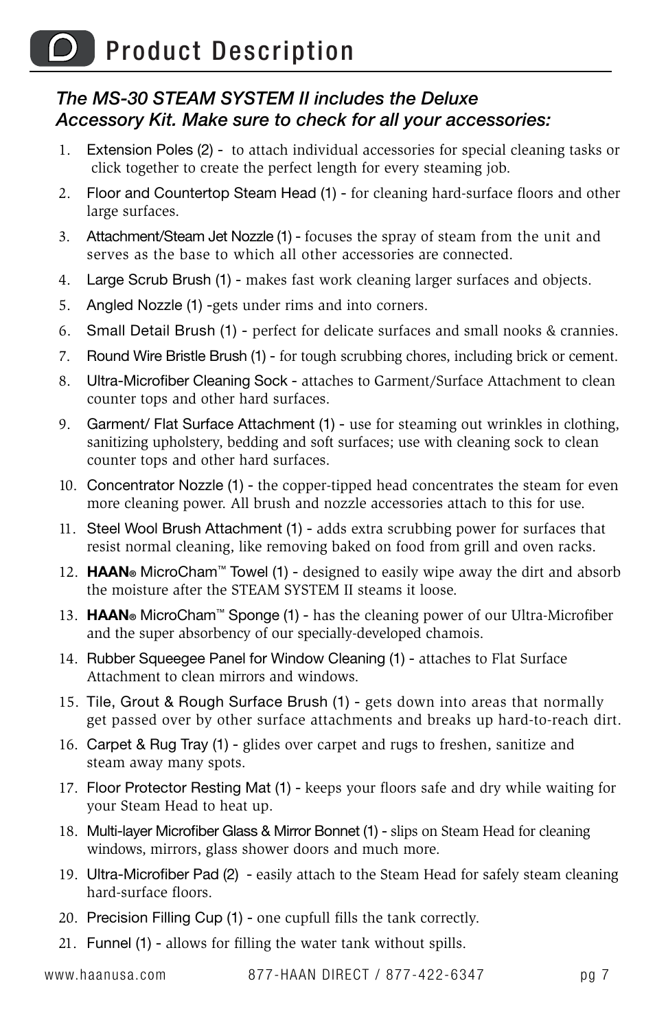 Product description | Haan MS-30 User Manual | Page 9 / 38