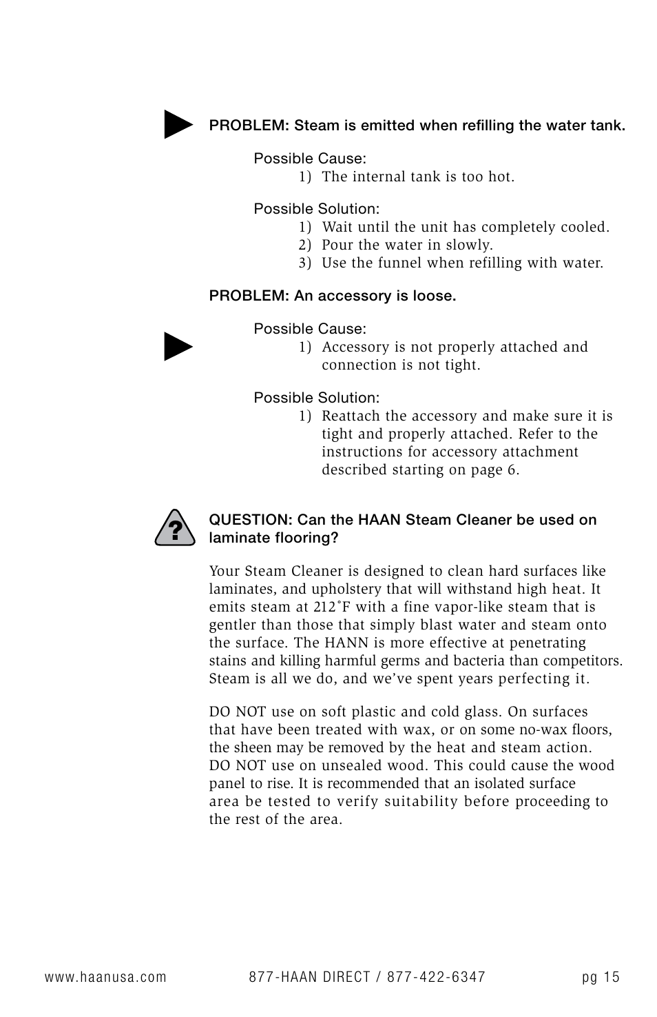 Haan Sanitizing Steam Cleaner HS-20 User Manual | Page 15 / 21
