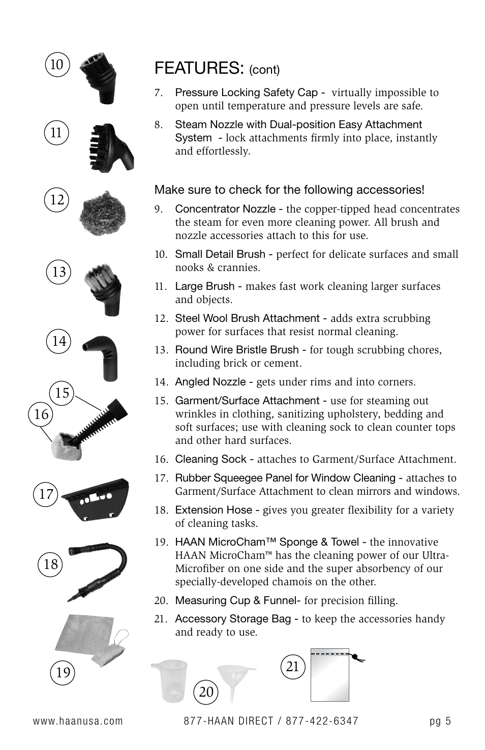 Features | Haan Sanitizing Steam Cleaner HS-20 User Manual | Page 7 / 21