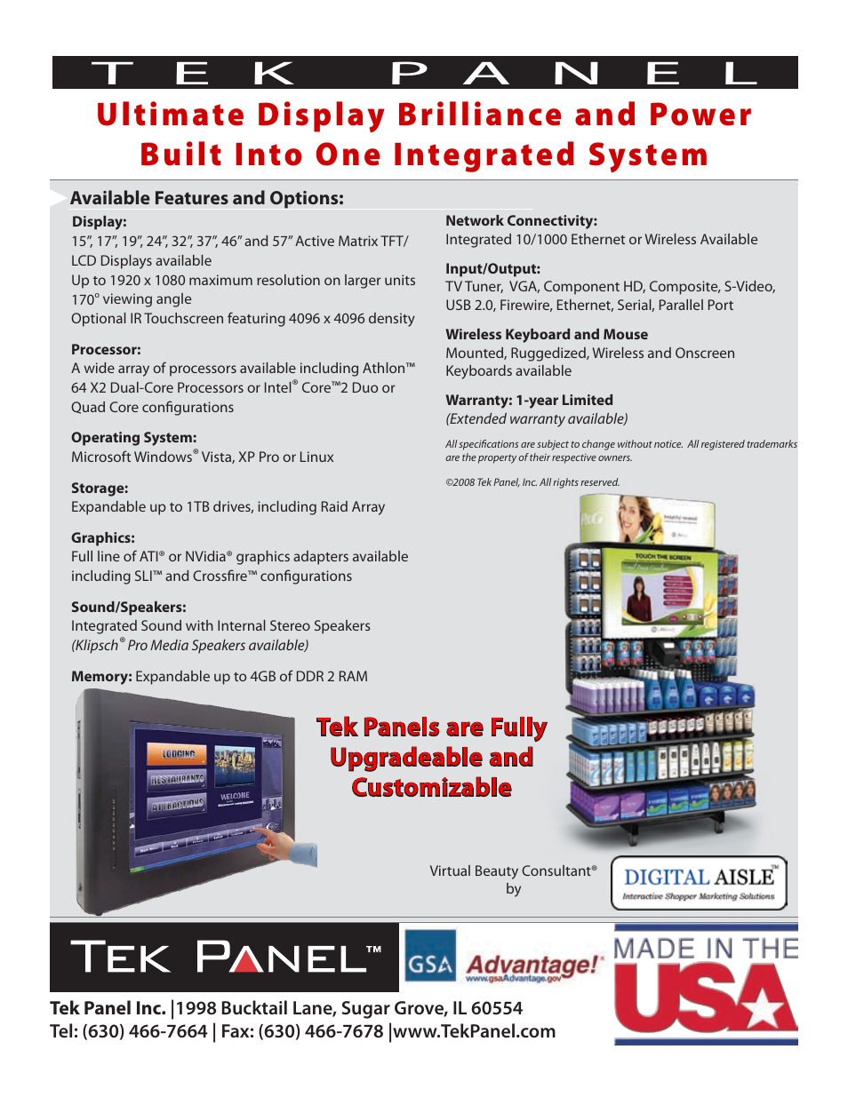 Tek panels are fully upgradeable and customizable | Hy-Tek Manufacturing LCD Computer and Touchscreen User Manual | Page 2 / 2