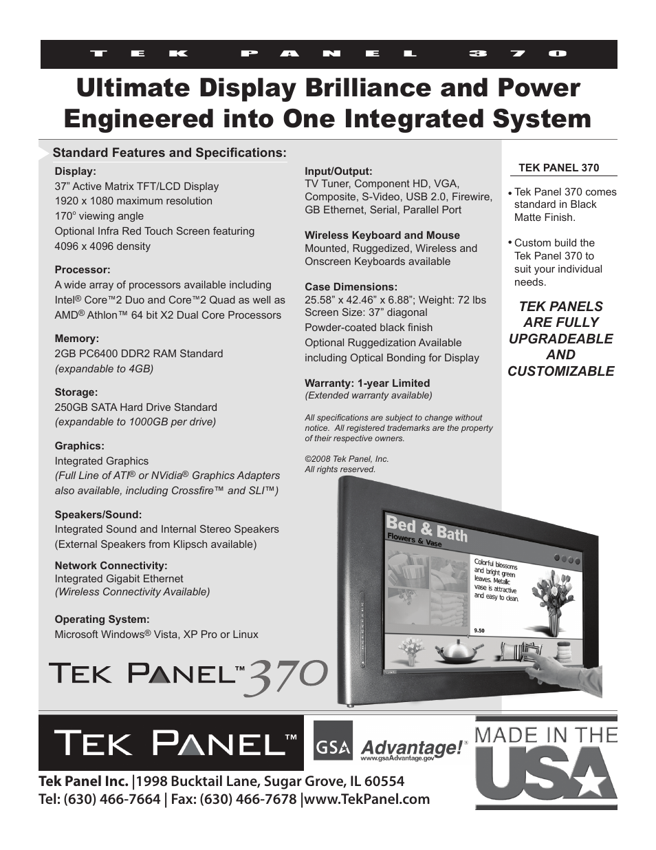 Tek panels are fully upgradeable and customizable | Hy-Tek Manufacturing Tek Panel 370 User Manual | Page 2 / 2