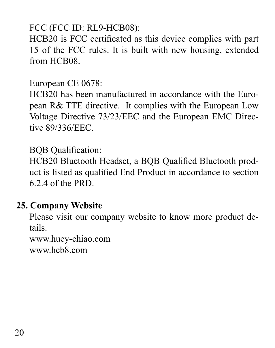 Huey Chiao HCB20 User Manual | Page 22 / 24