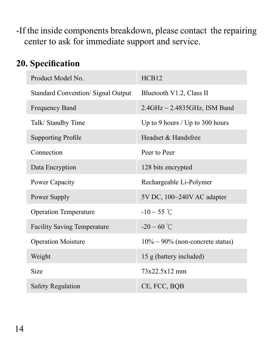 Huey Chiao HCB12 User Manual | Page 16 / 24