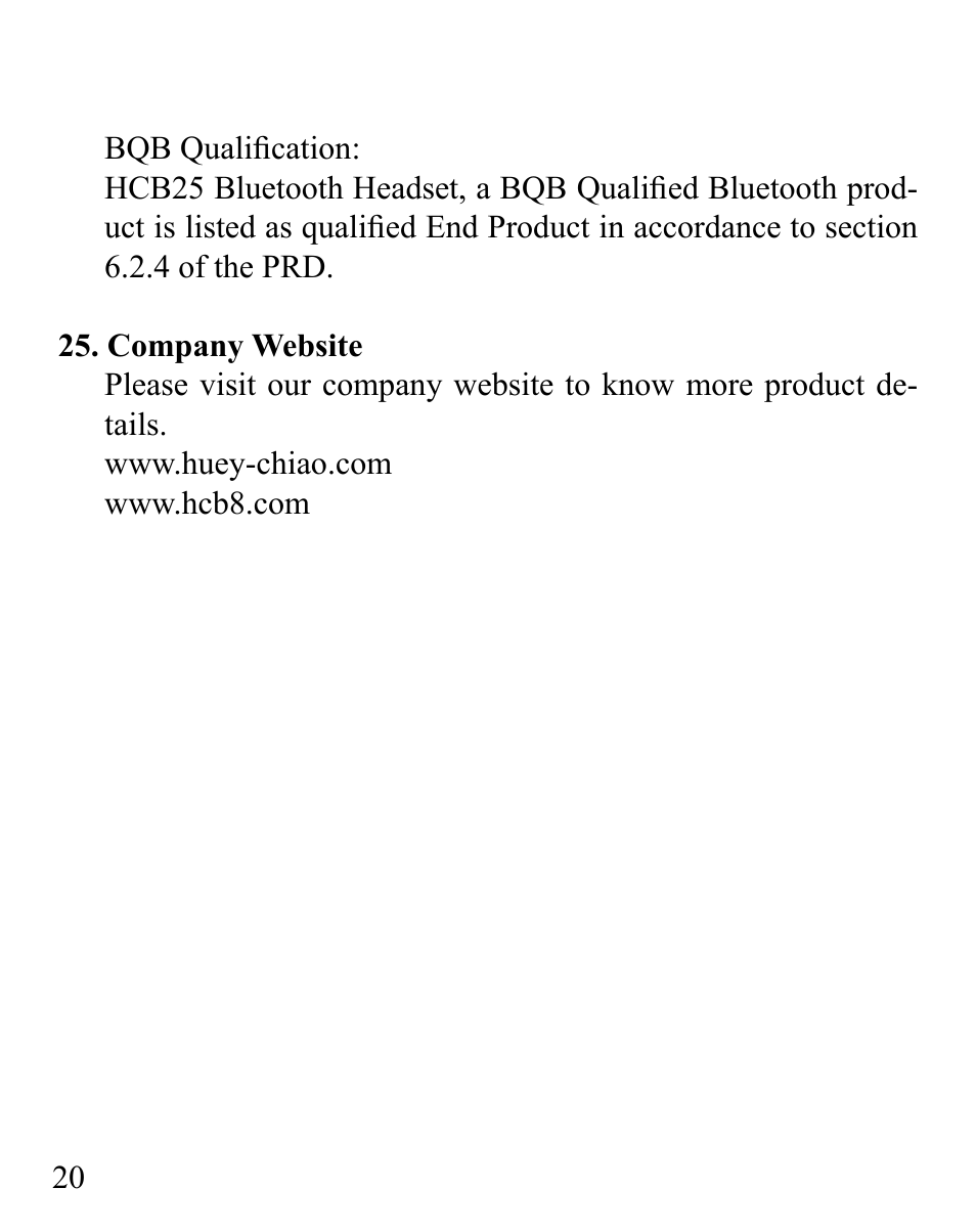 Huey Chiao HCB25 User Manual | Page 22 / 24