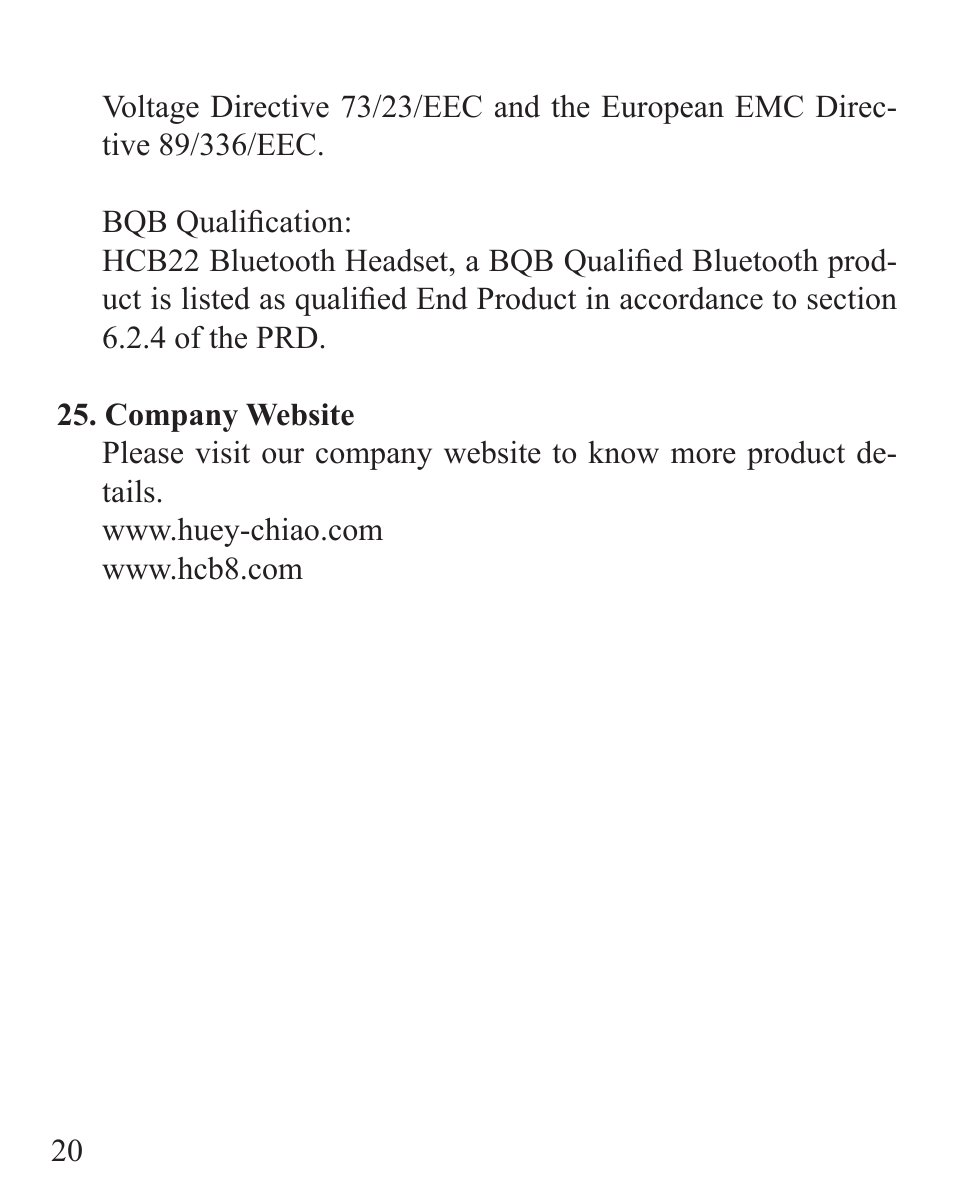 Huey Chiao HCB22 User Manual | Page 22 / 24