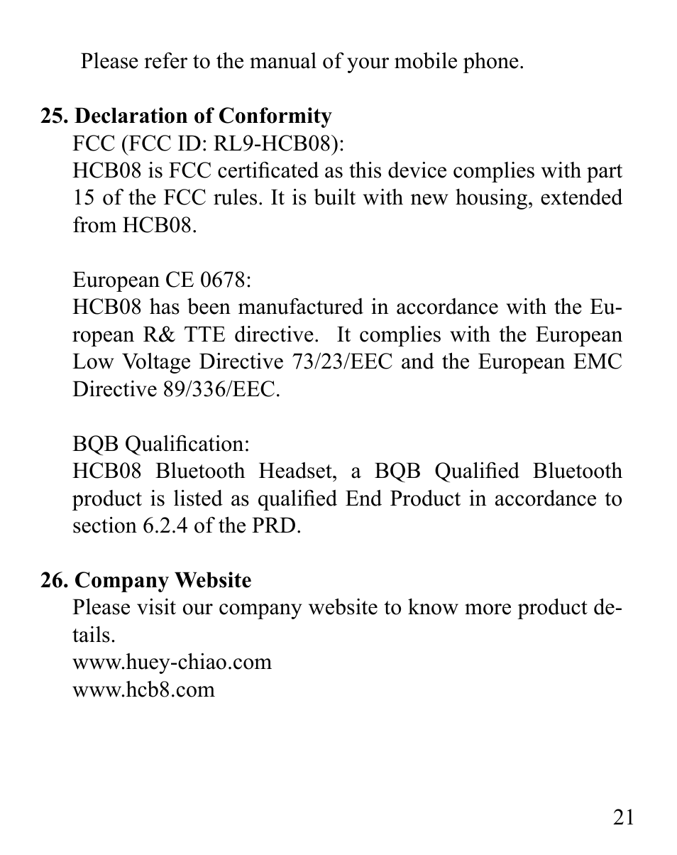 Huey Chiao HCB08 User Manual | Page 23 / 24