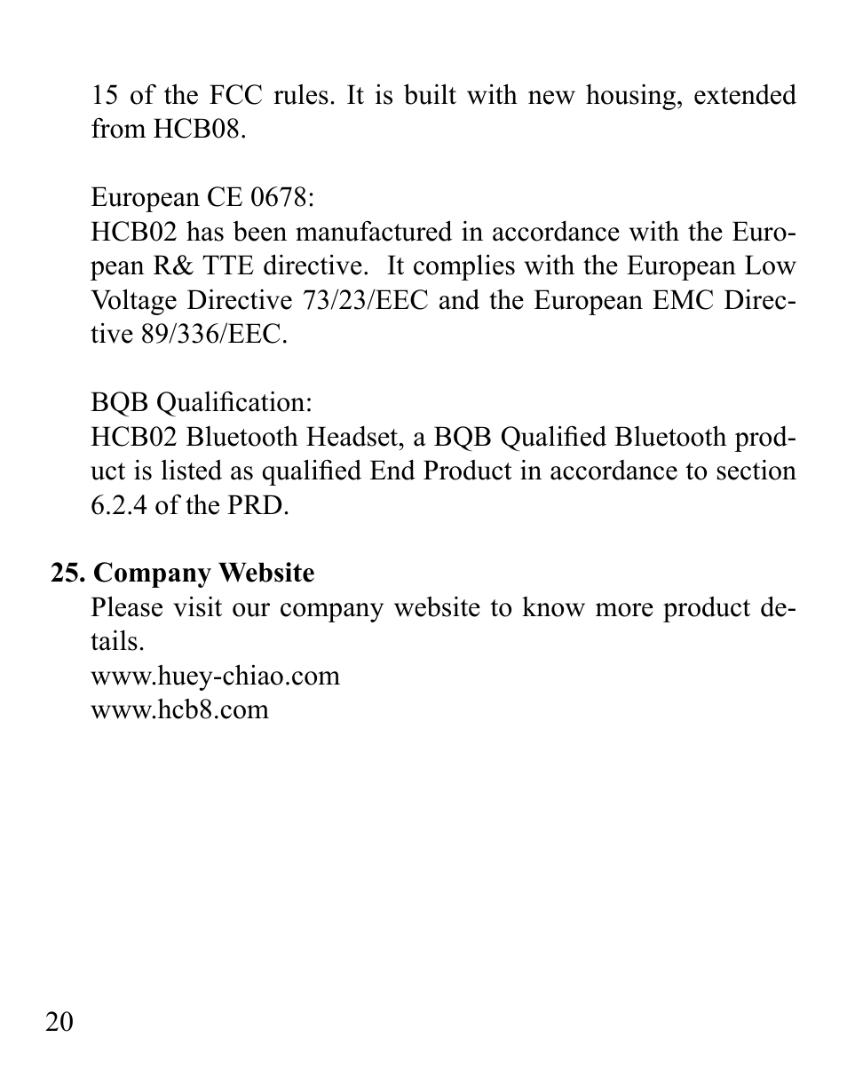 Huey Chiao HCB02 User Manual | Page 22 / 24