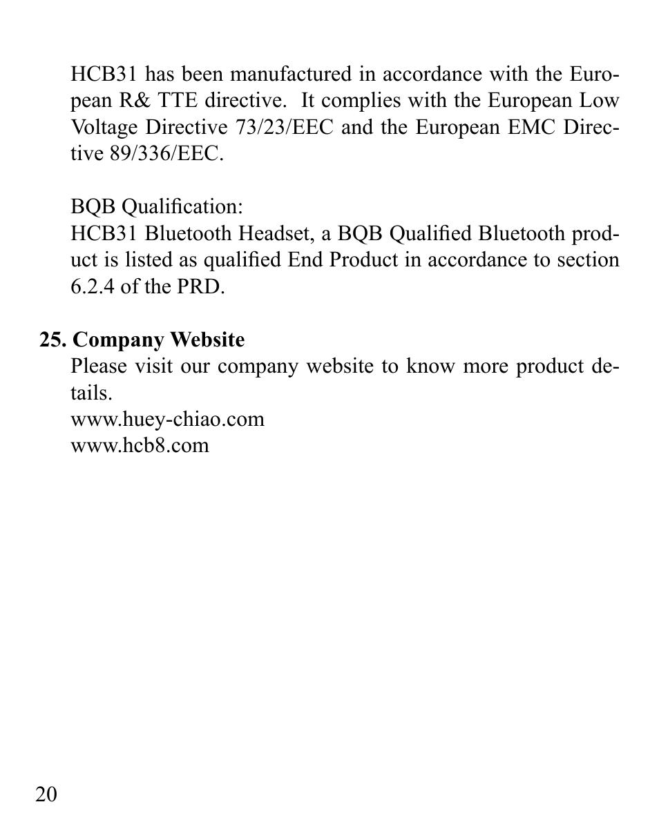 Huey Chiao HCB31 User Manual | Page 22 / 24