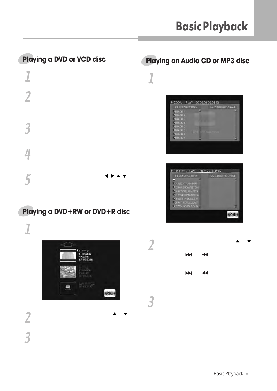 Basic playback | H & B DRX-430 User Manual | Page 15 / 46