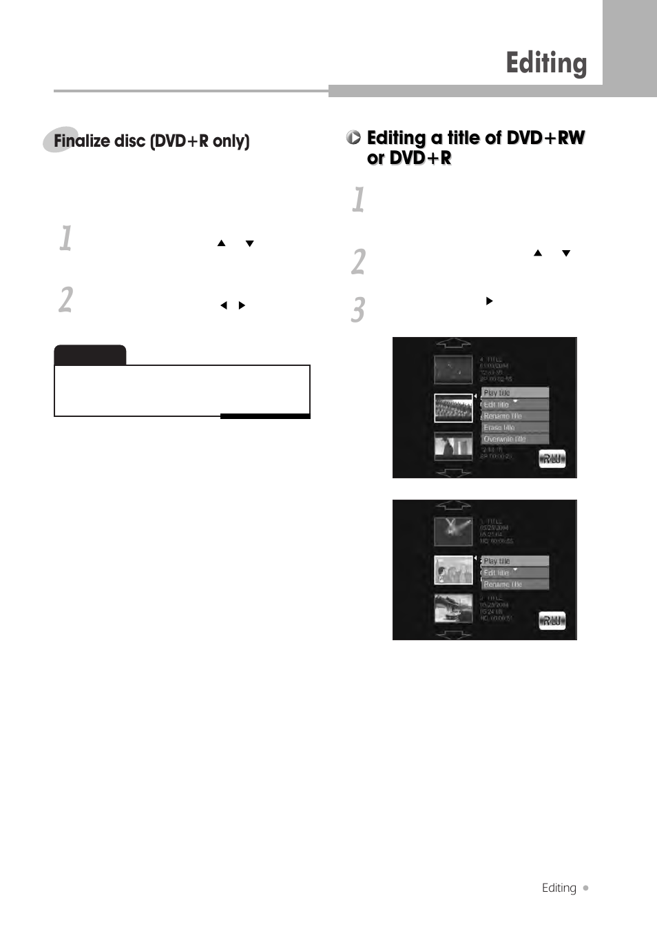 Editing | H & B DRX-430 User Manual | Page 31 / 46