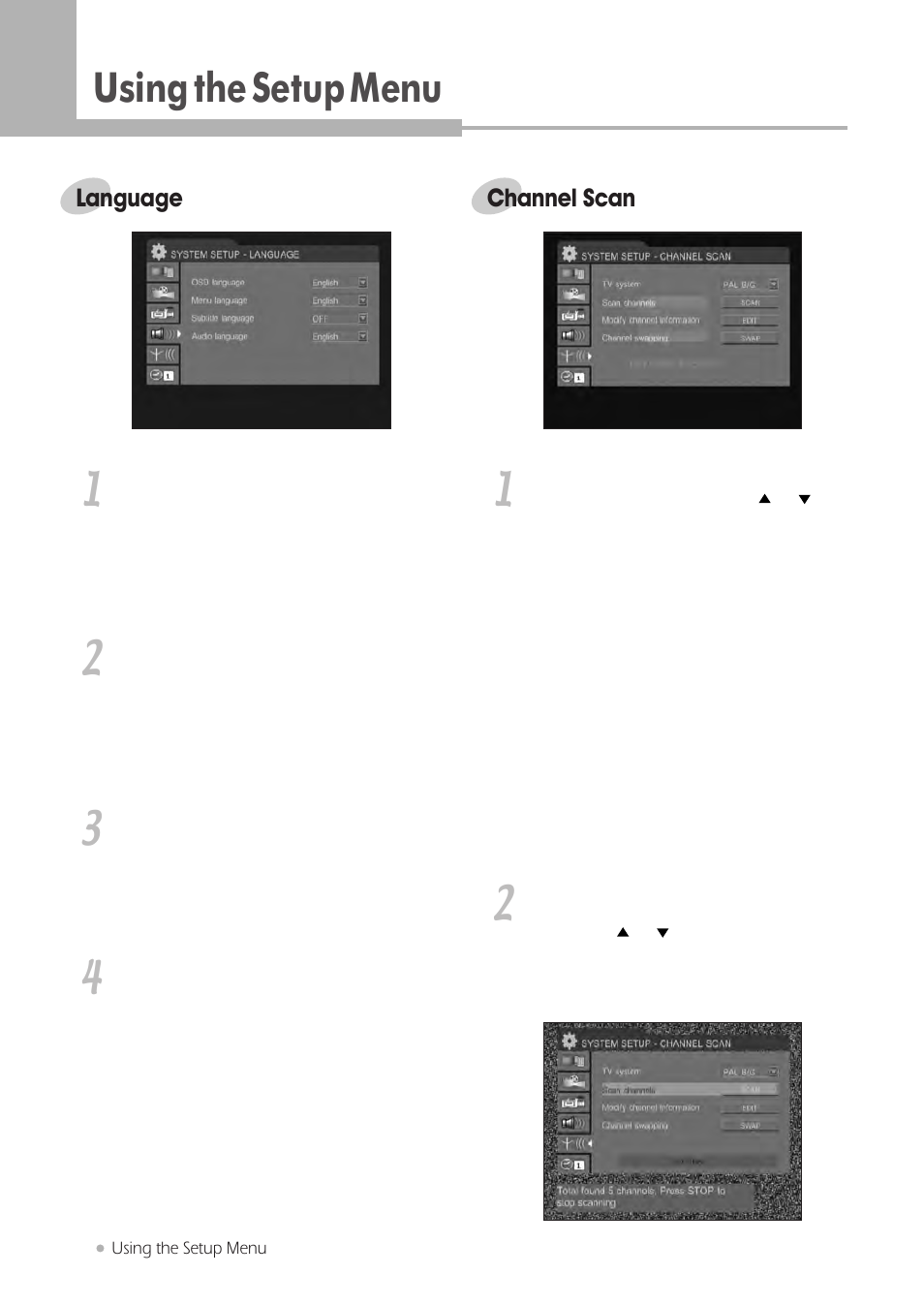 Using the setup menu | H & B DRX-430 User Manual | Page 38 / 46