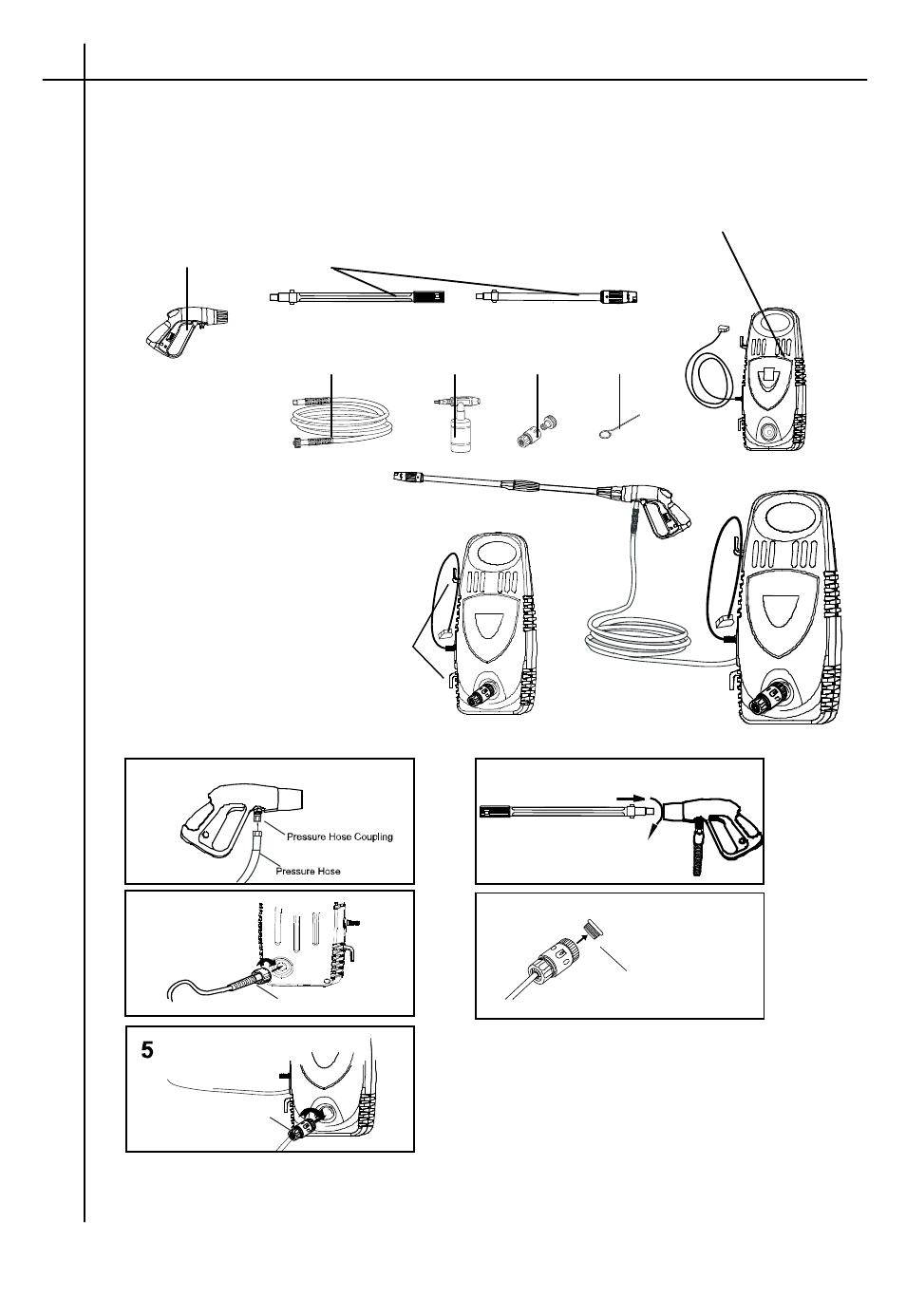 Contents & assembly, Assembly, Secure all connections tightly to prevent leaks | Halfords HP 1400 User Manual | Page 5 / 10