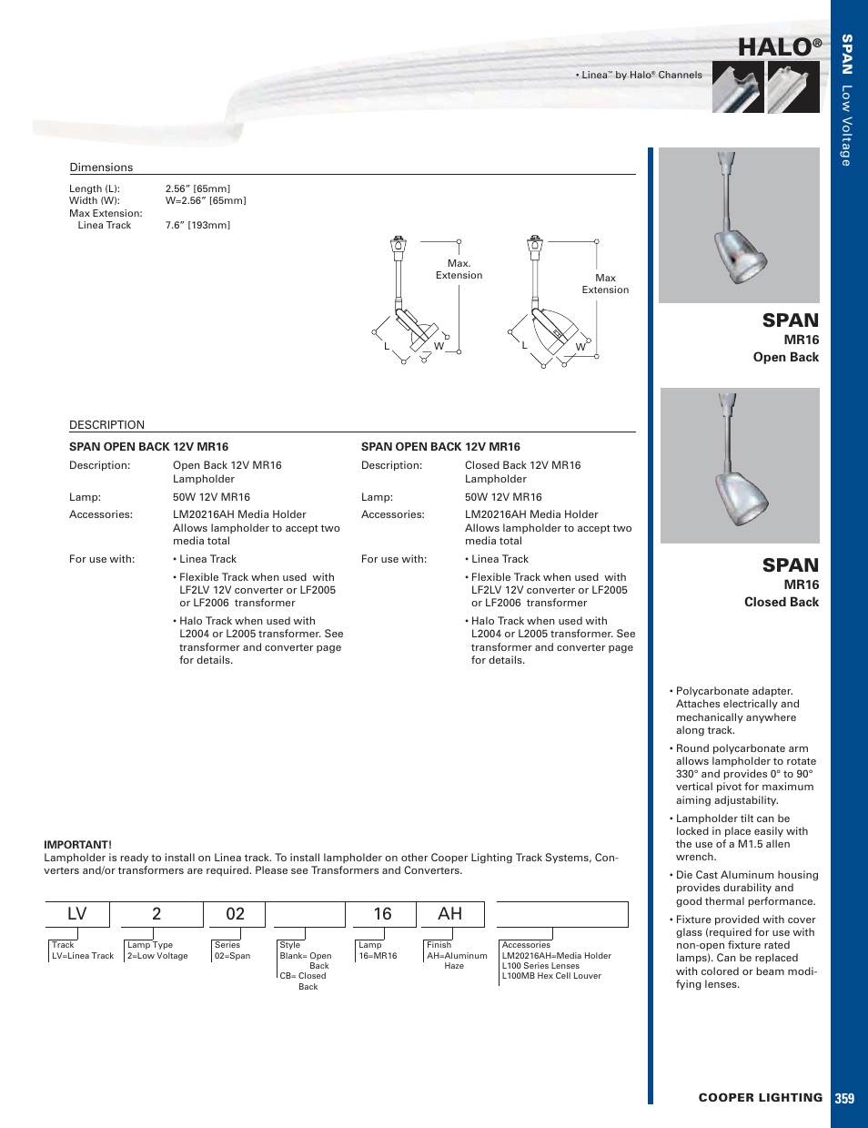 Halo Lighting System MR16 User Manual | 1 page