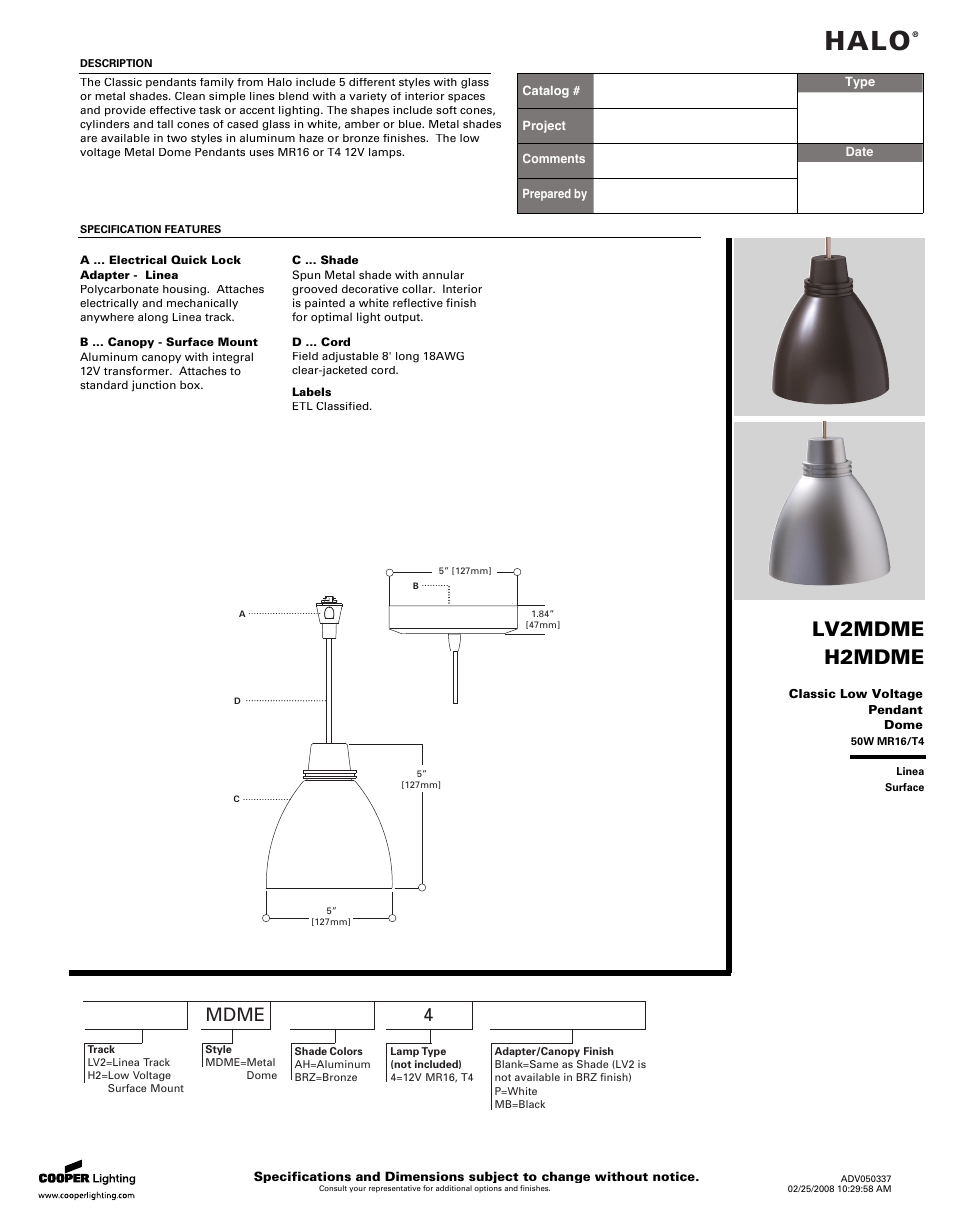 Halo Lighting System H2MDME User Manual | 1 page