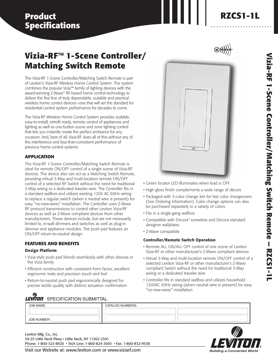 HomeTech Vizia-RF User Manual | 2 pages