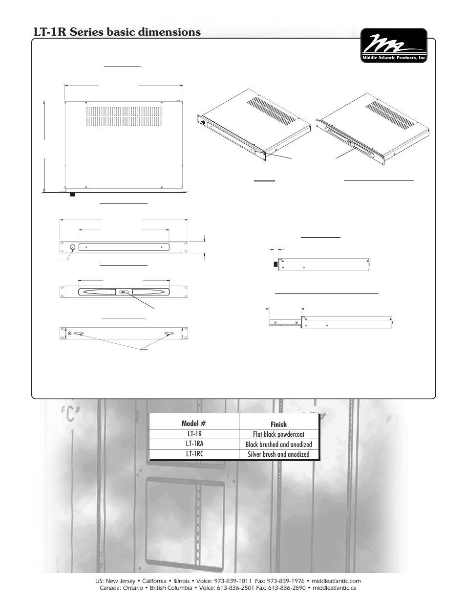 Lt-1r series basic dimensions | HomeTech Rackmount Light LT1R User Manual | Page 2 / 2