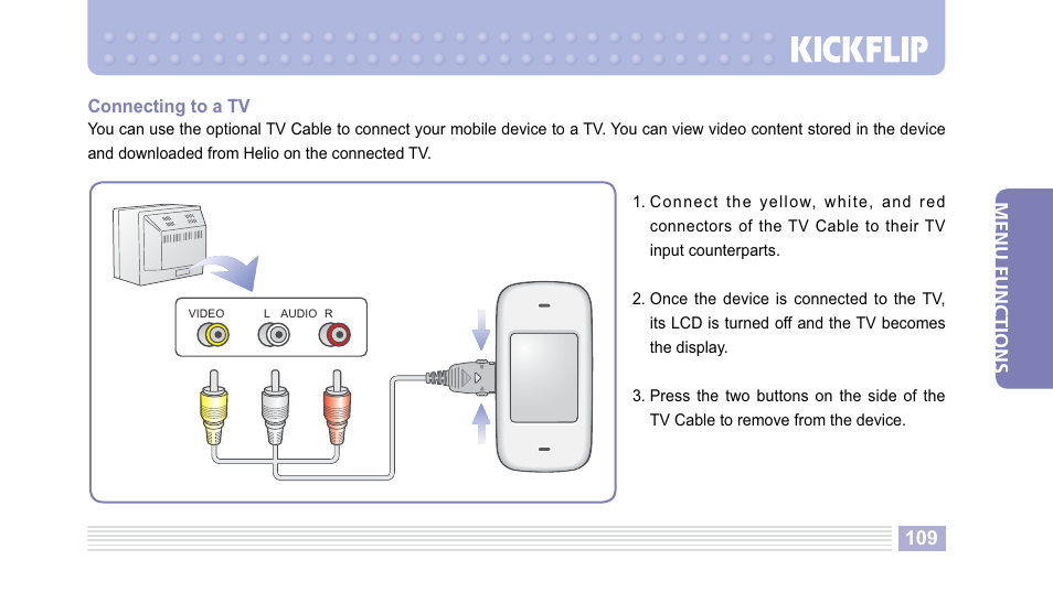 109 menu functions | Helio Kick Flip User Manual | Page 109 / 154